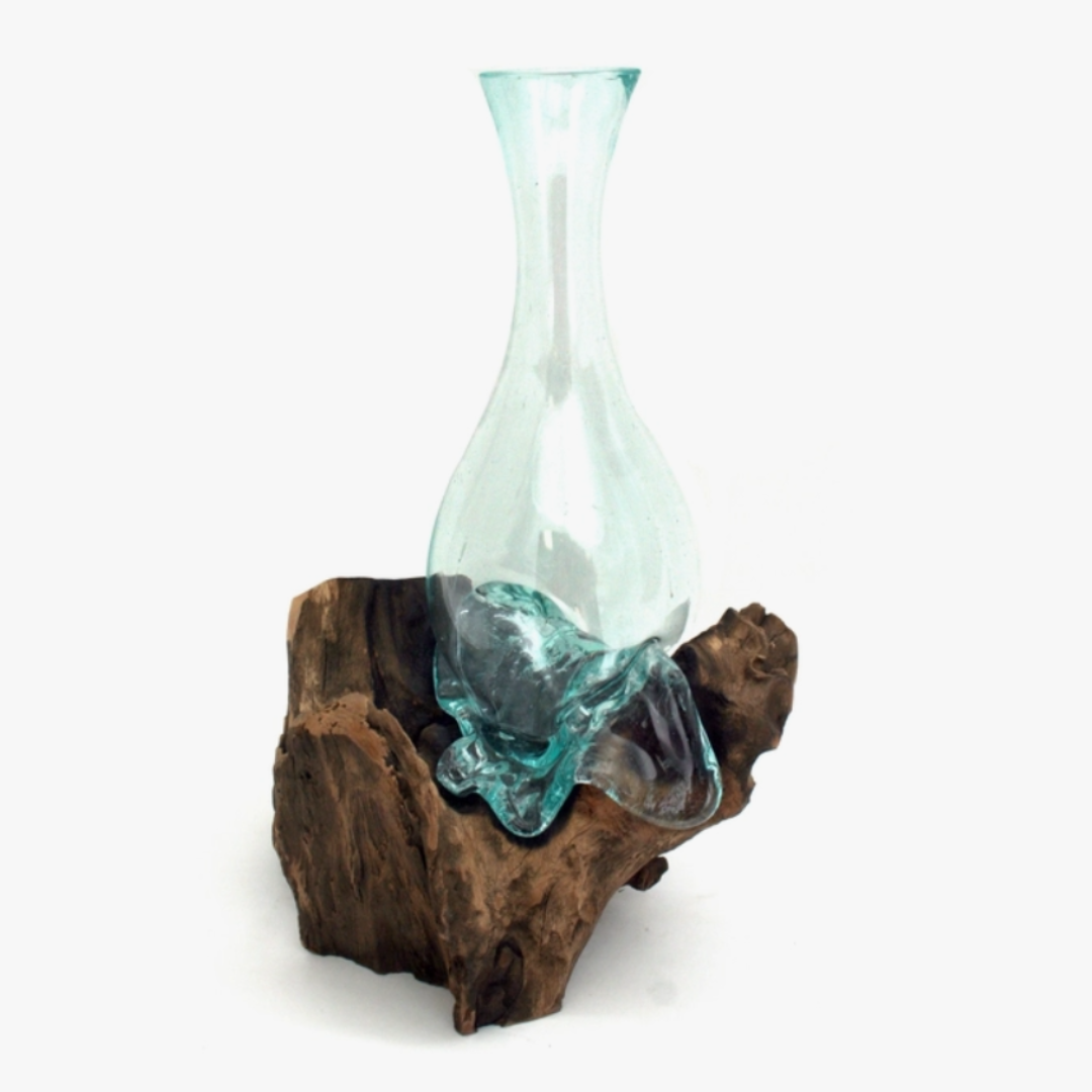 Driftwood Blown Glass Round Vase