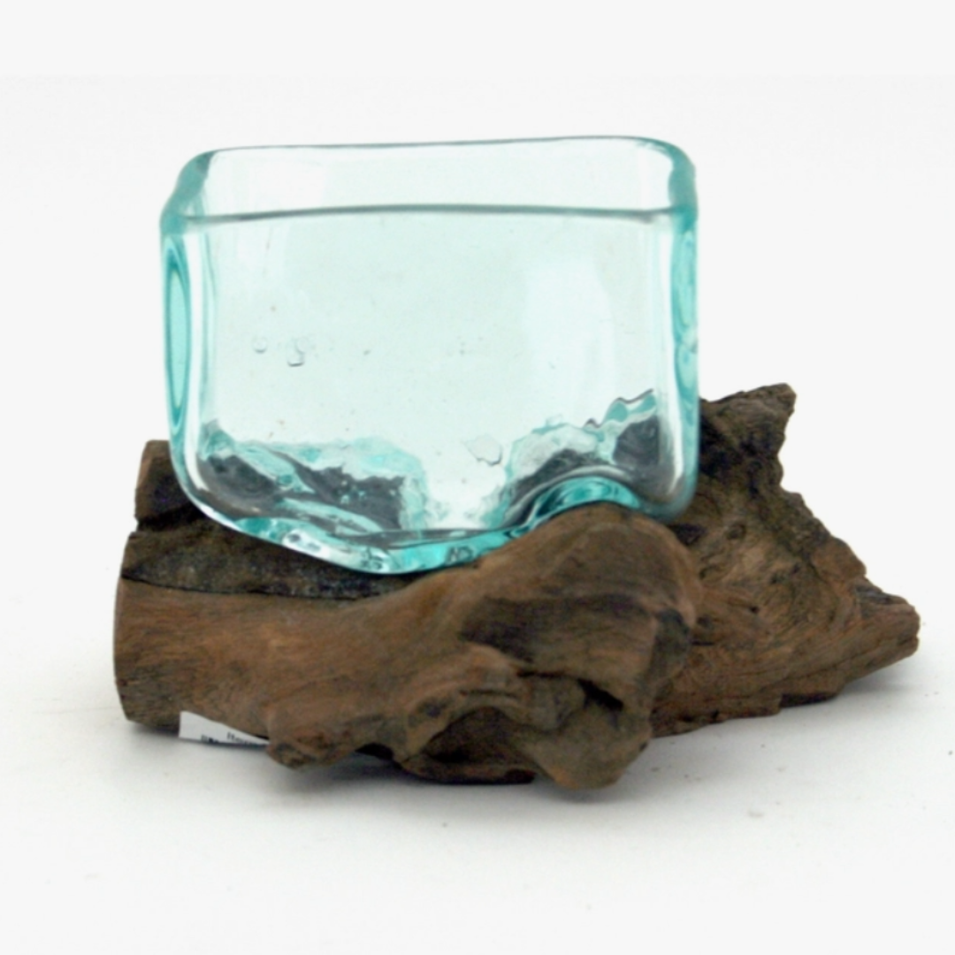 Driftwood Blown Glass Small Rectangle Vase