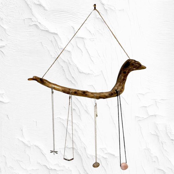 Driftwood Branch Necklace Holder, curved