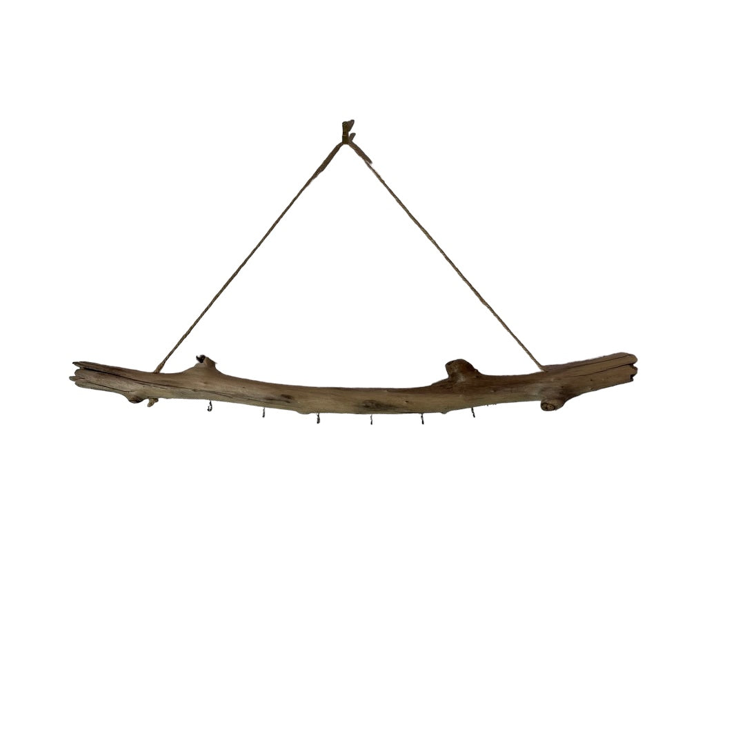 Driftwood Branch Necklace Holder, matte finish. Front view on white background.