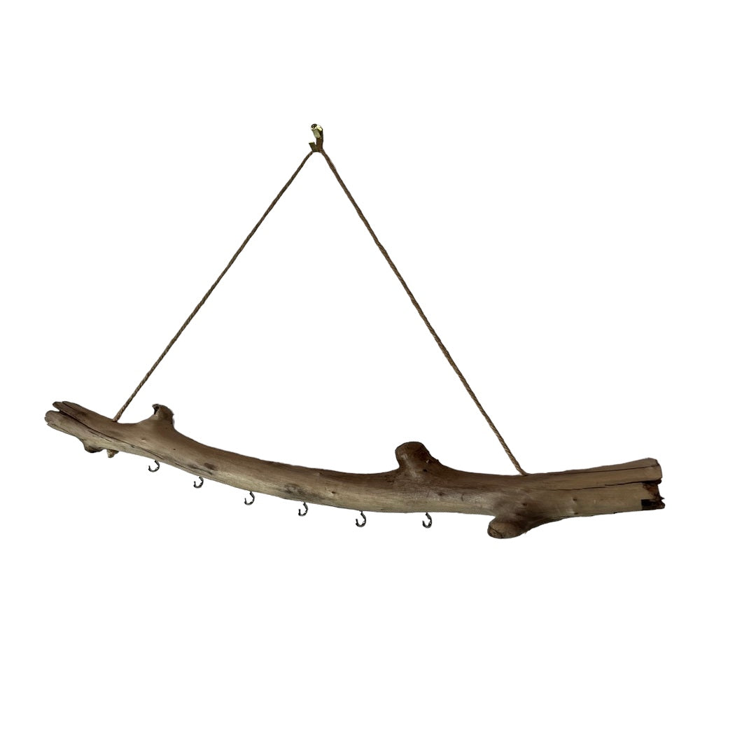 Driftwood Branch Necklace Holder, matte finish. Front view on white background.