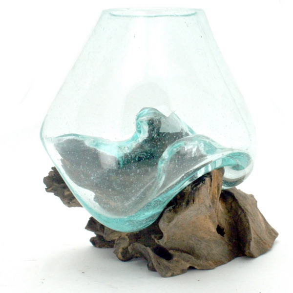 Mini Round Molten Glass on Driftwood